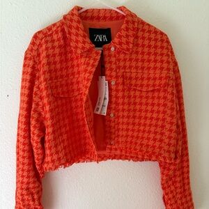 Zara Vibrant Red Houndstooth SHORT/JACKET SET
